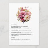 Roze en Gouden Bloemachtige Bruiloft Menu (Achterkant)