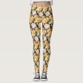 Roze en Gouden Bloemen #2 Leggings (Voorkant)