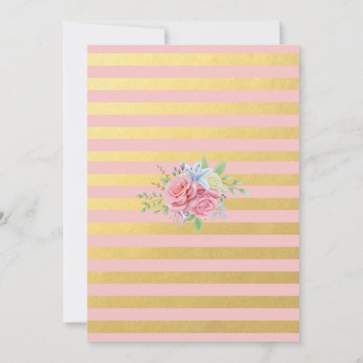 Roze en Gouden Bloemen 90ste Verjaardag Kaart (Achterkant)