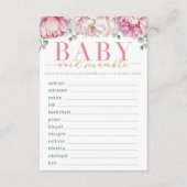 Roze en Gouden Bloemen Baby shower Word Scramble G Informatiekaartje (Voorkant)