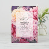 Roze en Gouden Bloemen Bruiloft Kaart (Staand voorkant)