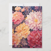 Roze en Gouden Bloemen Bruiloft Kaart (Achterkant)