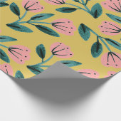 Roze en Gouden Bloemen Cadeaupapier (Hoek)