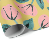 Roze en Gouden Bloemen Cadeaupapier (Rol Hoek)