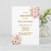 Roze en Gouden Bloemen Couples Douche Kaart (Staand voorkant)
