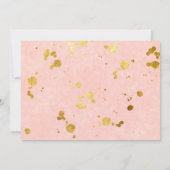 Roze en Gouden Bloemen Couples Douche Kaart (Achterkant)