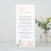 Roze en Gouden Bloemen Elegant Menu (Staand voorkant)