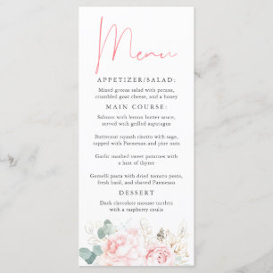 Roze en Gouden Bloemen Elegant Menu