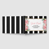 Roze en Gouden Bloemen Elegante Pioenbruiloft Gastenboek (Volledig)