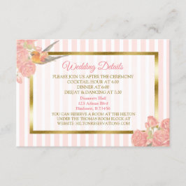 Roze en Gouden Bloemen en de Detail van het Vogelh Informatiekaartje