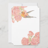 Roze en gouden bloemen en vogel trouwkaarten kaart (Achterkant)