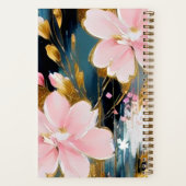 Roze en gouden bloemen gepersonaliseerd tijdschrif notitieboek (Achterkant)