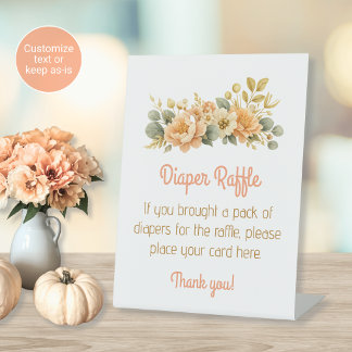 Roze en Gouden Bloemen Luierraffle Bord voor Baby Reclamebord Met Voetstuk