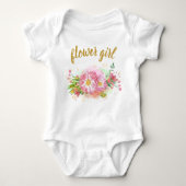 Roze en Gouden Bloemen Meisje All-in-One Outfit Romper (Voorkant)