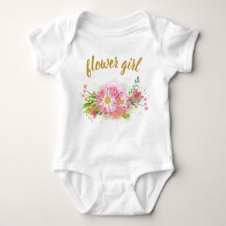 Roze en Gouden Bloemen Meisje All-in-One Outfit Romper