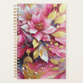 Roze en gouden bloemen planner (Voorkant)
