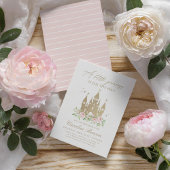 Roze en gouden bloemen prinses Baby shower Kaart