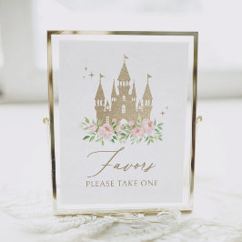 Roze en Gouden Bloemen Prinses Verjaardag Favoriet Poster