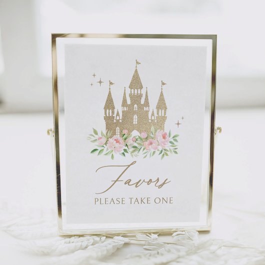 Roze en Gouden Bloemen Prinses Verjaardag Favoriet Poster