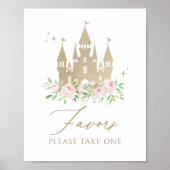 Roze en Gouden Bloemen Prinses Verjaardag Favoriet Poster (Voorkant)