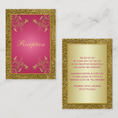 Roze en Gouden Bloemen Receptie Enclosure Kaart (Voorkant / Achterkant)