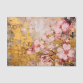 Roze en Gouden Bloemen Tissuepapier (Voorkant)