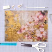 Roze en Gouden Bloemen Tissuepapier (Craft)