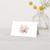 Roze en Gouden Bloemen Vlinder Trouwtafel Plaatskaartje (Achterkant)