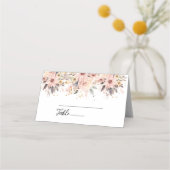 Roze en Gouden Bloemen Vlinder Trouwtafel Plaatskaartje (Voorkant)