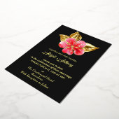 Roze en gouden bloemenbruiloft folie uitnodiging (Gedraaid)