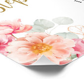 Roze en gouden bloemenfoto 40e verjaardag Welkom Perfect Poster (Hoek)