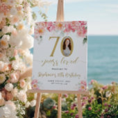 Roze en gouden bloemenfoto 70e verjaardag Welkom Perfect Poster