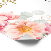 Roze en gouden bloemenfoto 90e verjaardag Welkom Perfect Poster (Hoek)