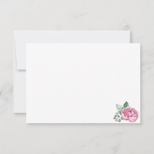 Roze en gouden bloemengroen Baby shower Dank u Bedankkaart (Achterkant)