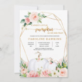 Roze en gouden bloemenkurk herfst baby shower uitn kaart (Voorkant)