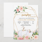 Roze en gouden bloemenkurk herfst baby shower uitn kaart (Voorkant / Achterkant)