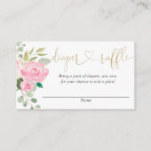 Roze en gouden bloemenluier loterij kaarten (Voorkant)