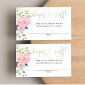 Roze en gouden bloemenluier loterij kaarten