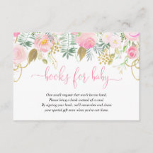 Roze en gouden bloemenmeisje baby shower boek aanv