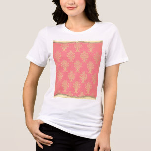 Roze en gouden bloemenpatroon Tri-Blend shirt
