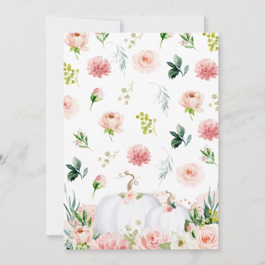 Roze en gouden bloemenpompoen Baby shower Kaart (Achterkant)