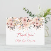 Roze en Gouden Bloemenvlinder Dank u Kaarten (Staand voorkant)