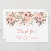 Roze en Gouden Bloemenvlinder Dank u Kaarten (Voorkant / Achterkant)