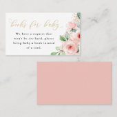 Roze en gouden bloemige boeken voor baby bijlage k visitekaartje (Voorkant / Achterkant)