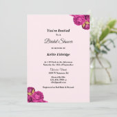 Roze en gouden bloemige bruidsdouche uitnodiging (Staand voorkant)