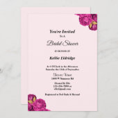 Roze en gouden bloemige bruidsdouche uitnodiging (Voorkant / Achterkant)