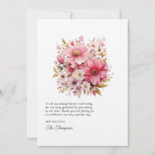 Roze en Gouden Bloemige Bruiloft Bedankkaart (Achterkant)