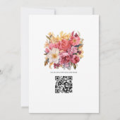 Roze en Gouden Bloemige Bruiloft Kaart (Achterkant)