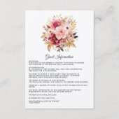 Roze en gouden bloemige details voor bruiloftsgast informatiekaartje (Voorkant)