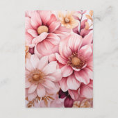 Roze en gouden bloemige details voor bruiloftsgast informatiekaartje (Achterkant)